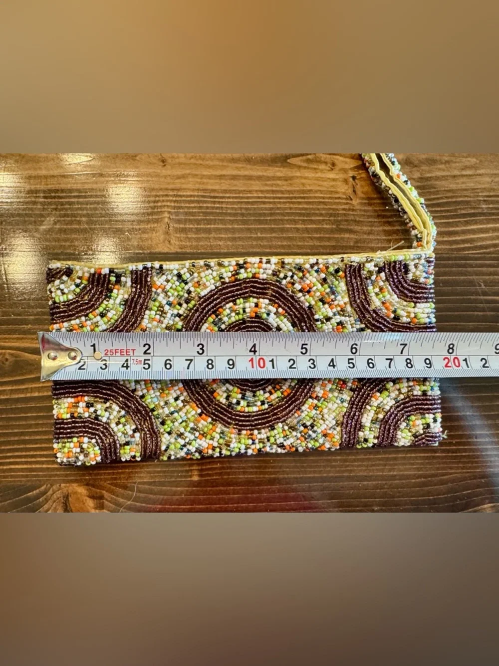 Beaded Boho Multicolor Circle-Pattern Wristlet Wallet